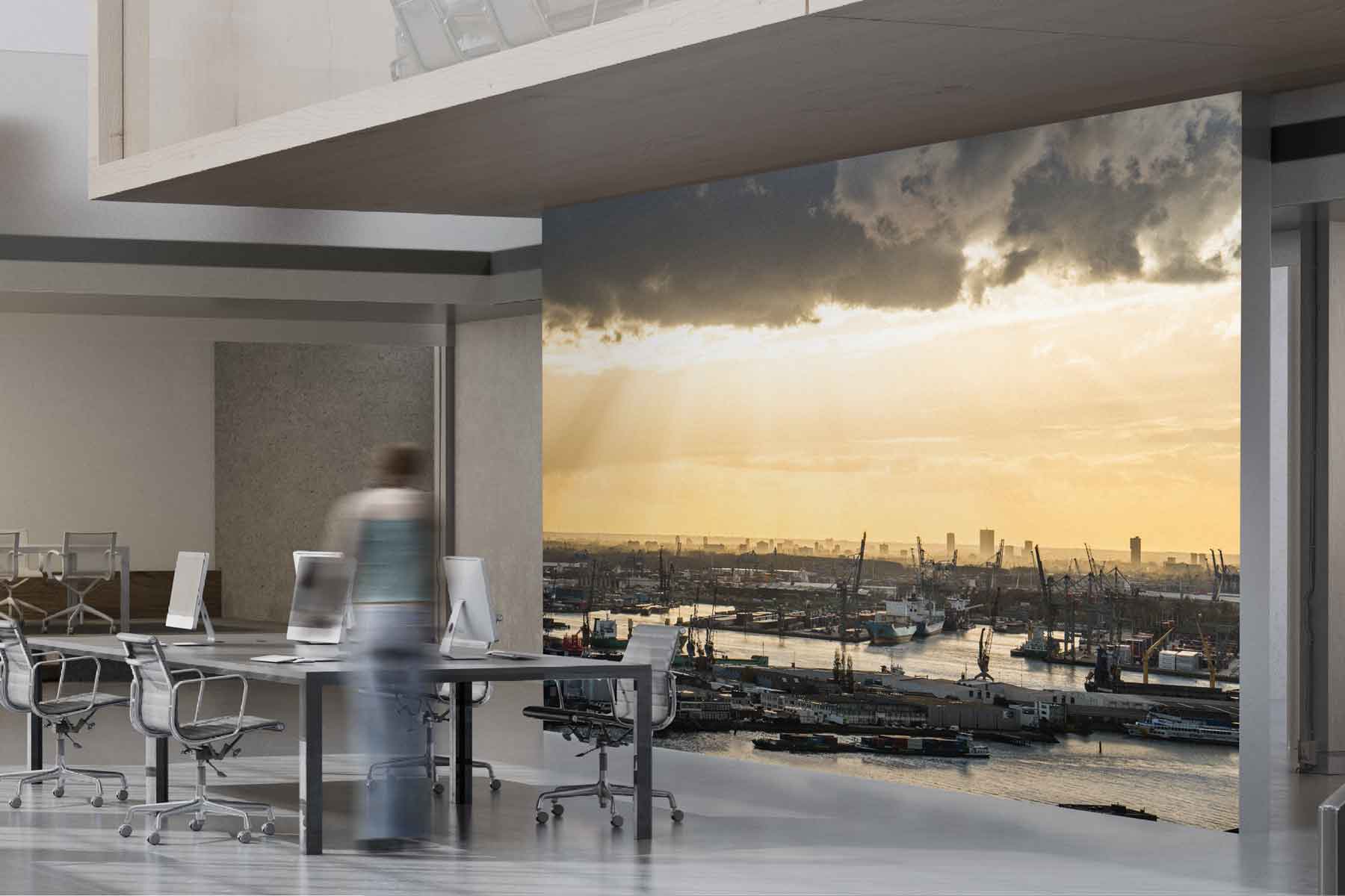 Bewolking boven de haven - Foto haven Rotterdam