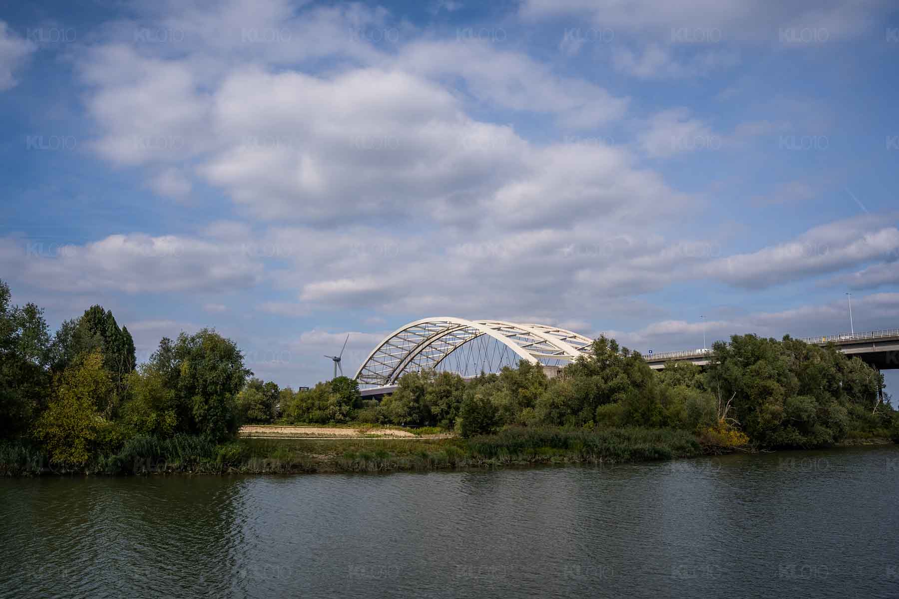 Van Brienenoordbrug tussen het groen